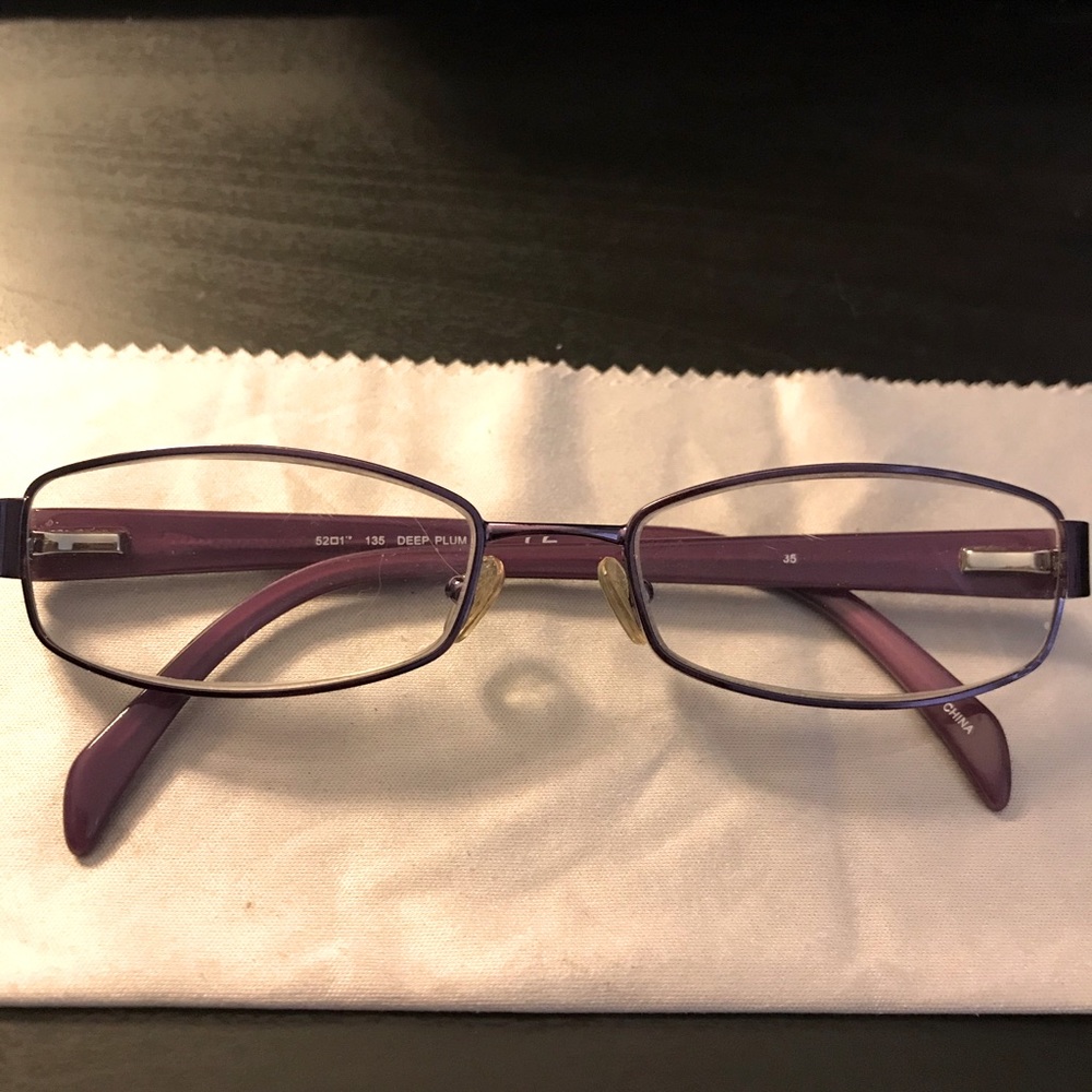 Purple eyeglass frame. Unknown designer.